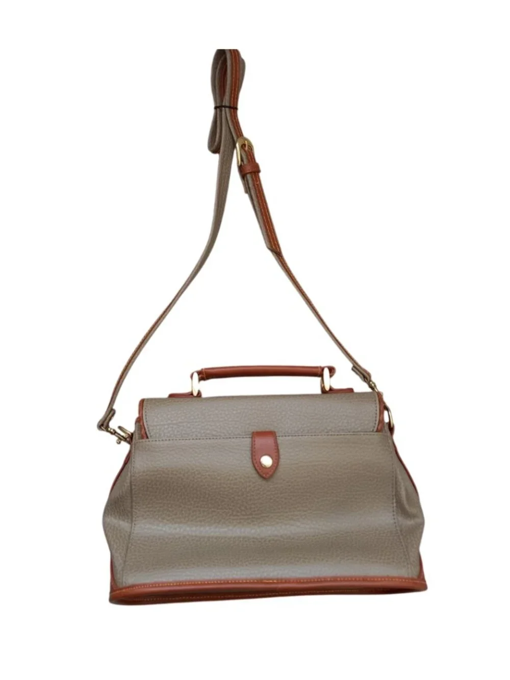 Vintage Dooney & Bourke All Weather Leather Satchel Briefcase Bag Taupe & Tan US